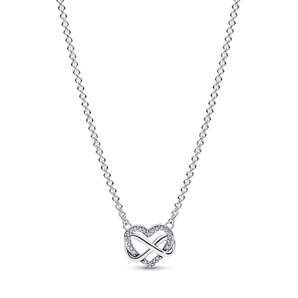 Collar Corazón Infinito Brillante Plateado