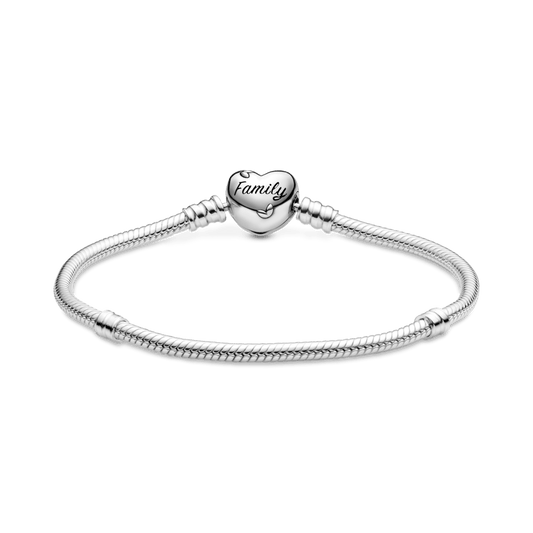 Brazalete Cadena de Serpiente Flexible Moments con Broche de Corazón Decorado con el Árbol de Familia