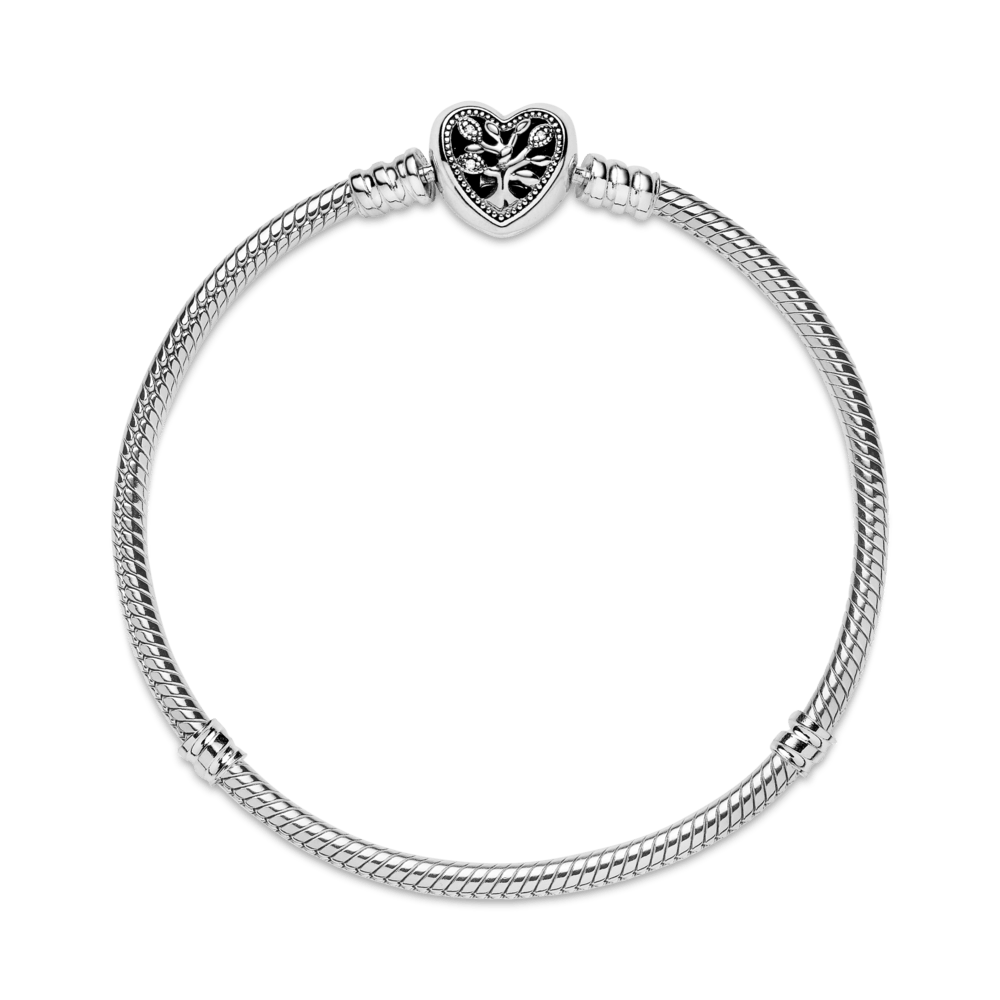 Brazalete Cadena de Serpiente Semirigido Moments con Broche de Corazón Decorado con el Árbol de Familia