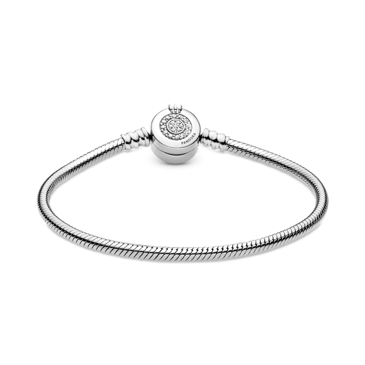 Brazalete Semirigida Moments Cadena de Serpiente Corona O Resplandeciente Plata