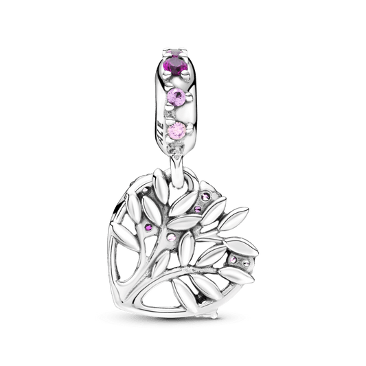 Charm Colgante Árbol Genealógico con Corazón Rosa