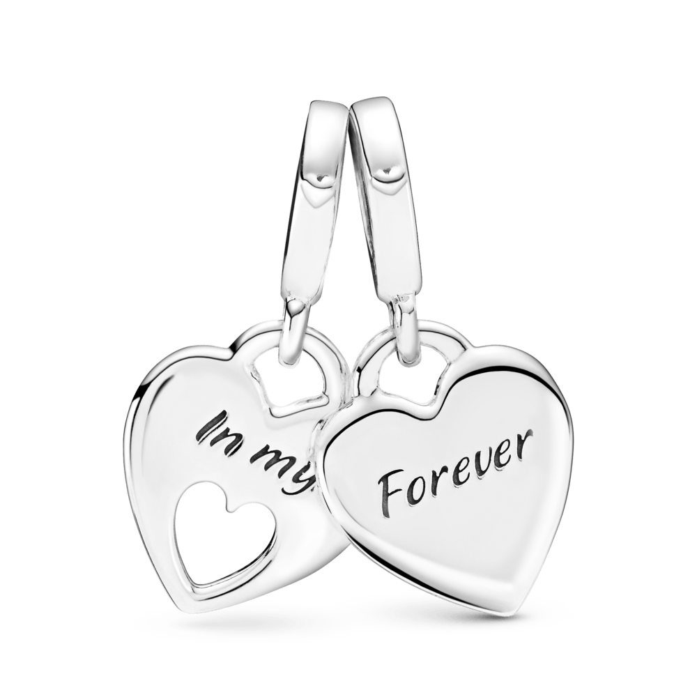 Charm Colgante de Doble Corazón Dividido