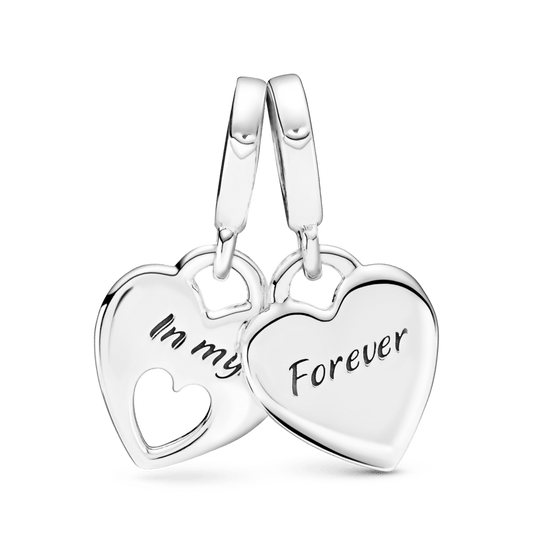 Charm Colgante de Doble Corazón Dividido