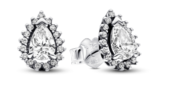 Aretes de Botón Halo Pera Brillante