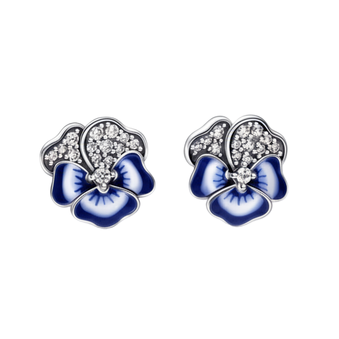 Aretes botón de pensamiento azul