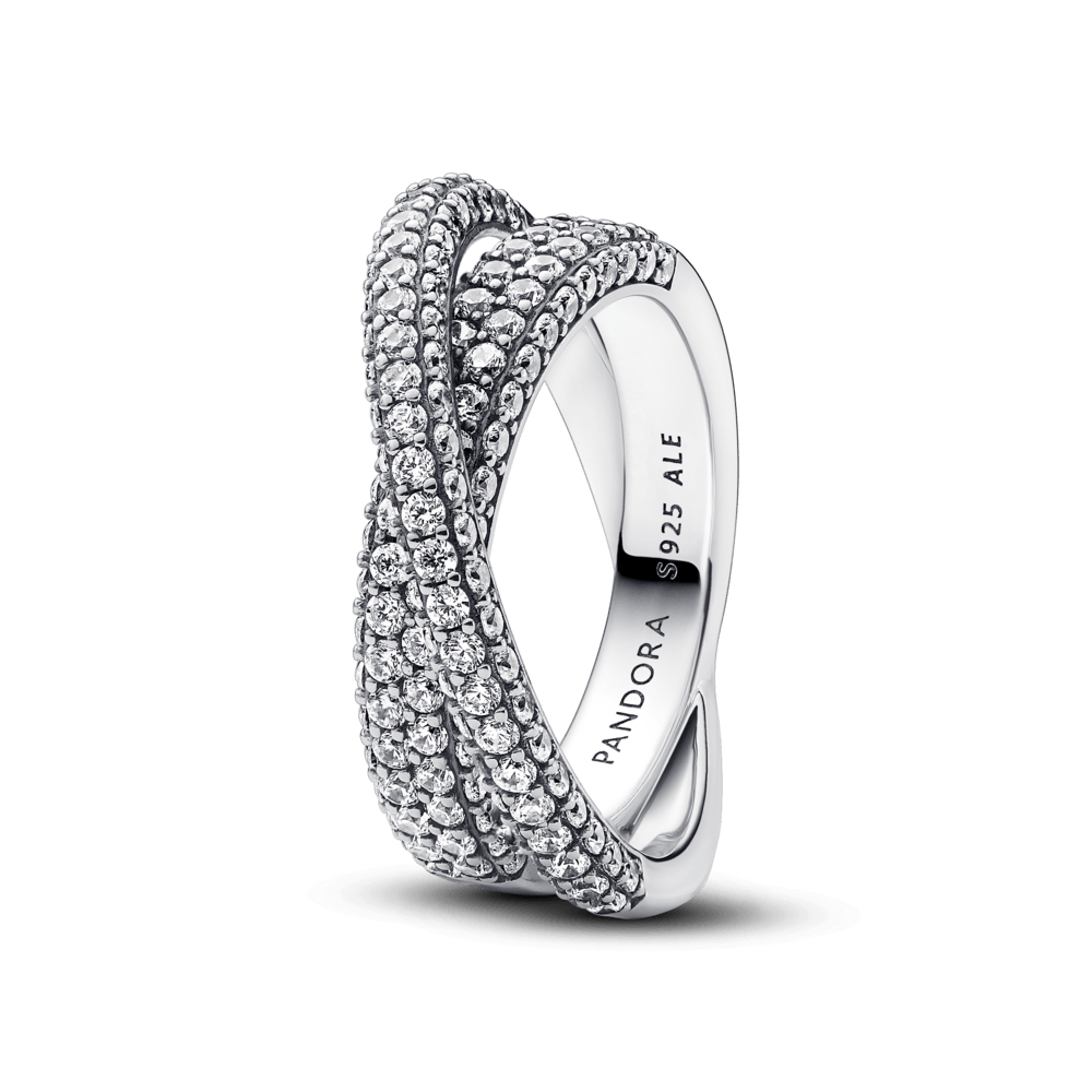 Anillo Doble Cruzado en Pavé de Timeless