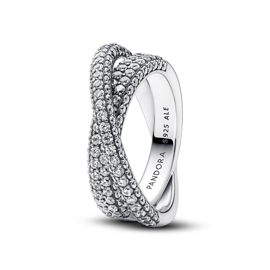 Anillo Doble Cruzado en Pavé de Timeless
