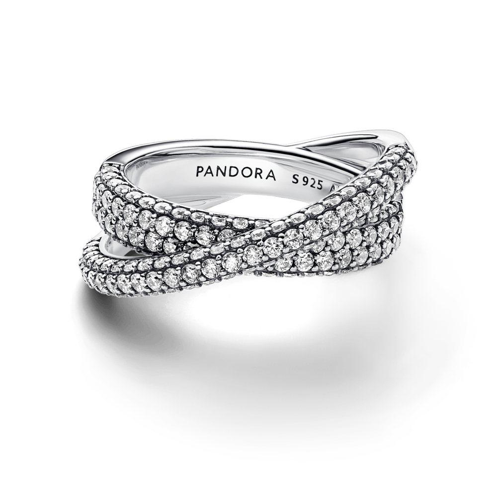 Anillo Doble Cruzado en Pavé de Timeless