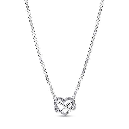 Collar Corazón Infinito Brillante Plateado