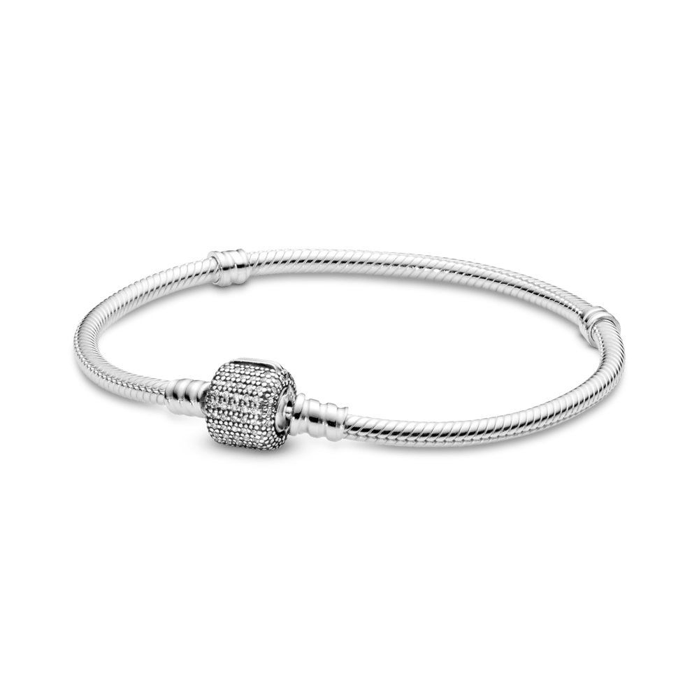 Brazalete Semirigido Moments Cadena de Serpiente con Broche de Pavé Centelleante