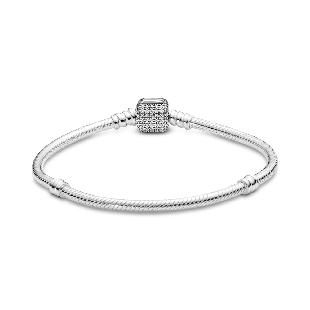 Brazalete Semirigido Moments Cadena de Serpiente con Broche de Pavé Centelleante