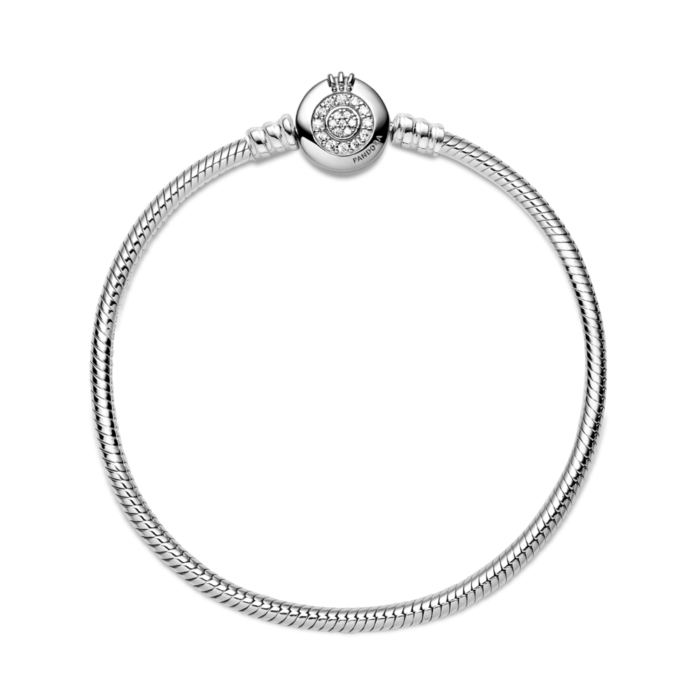 Brazalete Semirigida Moments Cadena de Serpiente Corona O Resplandeciente Plata