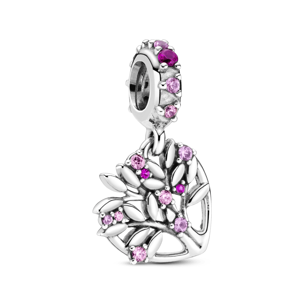 Charm Colgante Árbol Genealógico con Corazón Rosa