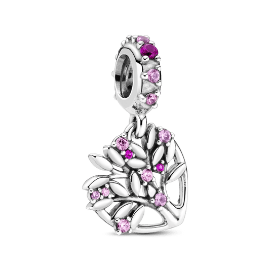 Charm Colgante Árbol Genealógico con Corazón Rosa