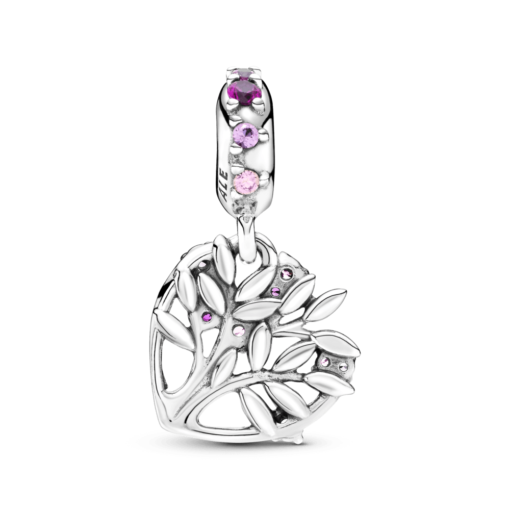 Charm Colgante Árbol Genealógico con Corazón Rosa