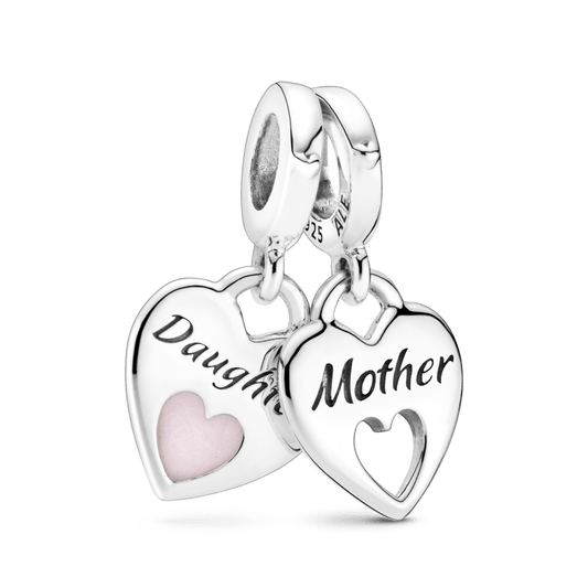 Charm Colgante de Doble Corazón Dividido