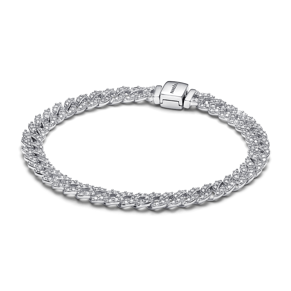 Brazalete Cadena Cubana en Pavé