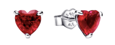 Aretes de botón Corazón rojo