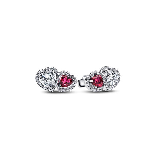 ¡OFERTA ÚLTIMA UNIDAD! Aretes de botón halo doble corazón