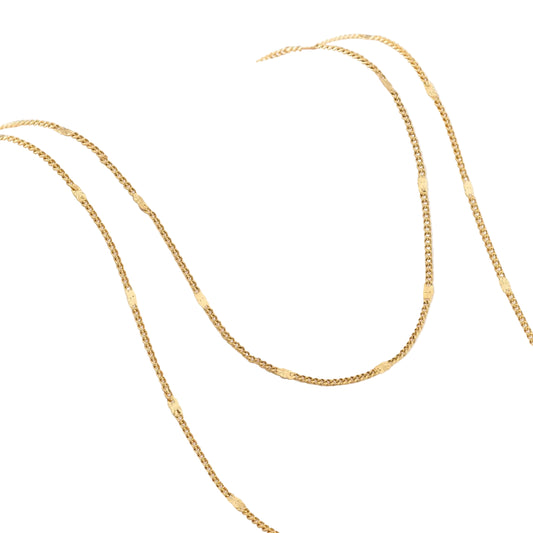 Cadena Cubana Con Destellos Oro Laminado 18k
