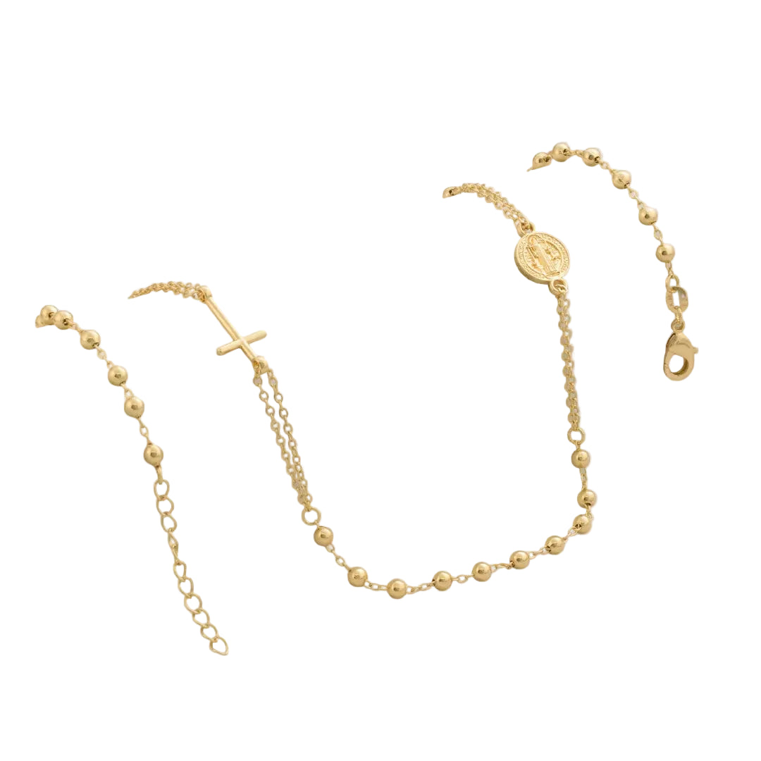 Cadena Rosario Benedictus Oro Laminado 18k