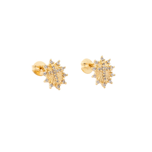 Aretes Cruz Sagrada Circonias Oro Laminado 18k