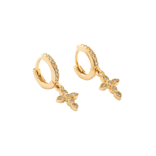 Aretes Crosses Oro Laminado 18k