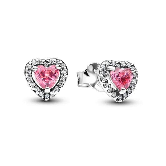 ¡PROMOCIÓN! Aretes corazón elevado rosa (única unidad)
